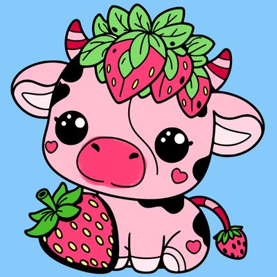 cute strawberry cow