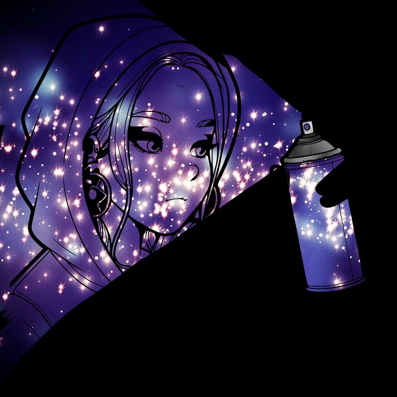 a realistic girl, spray painting