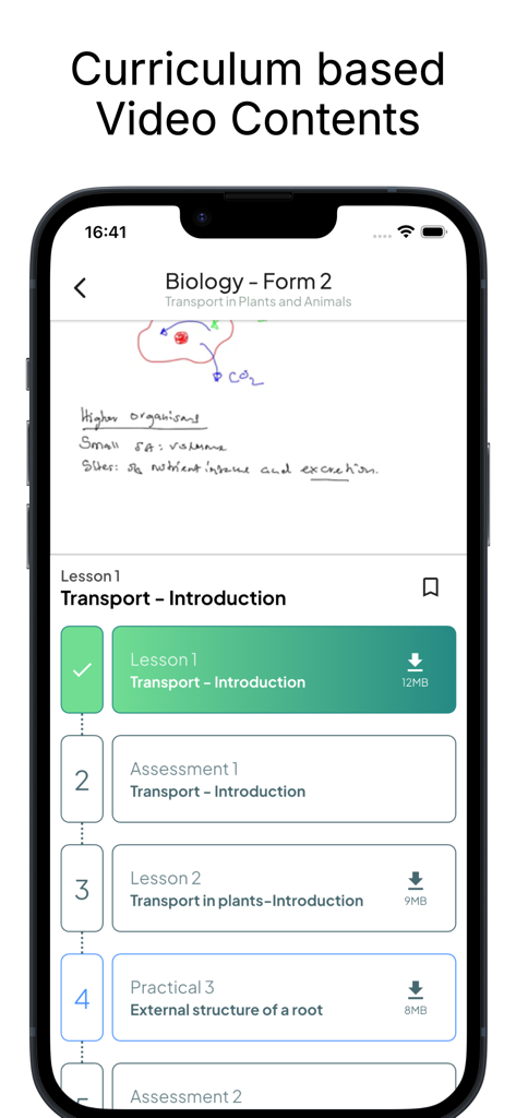 Zeraki Learning - Zeraki Learning app screen showing a Biology lesson and video content