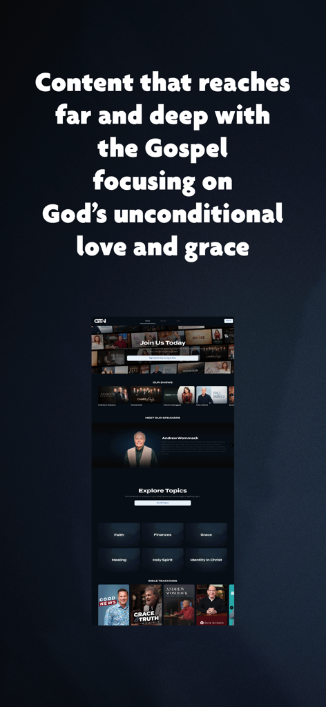 Gospel Truth Network - Gospel Truth Network app interface featuring faith based content and religious topics