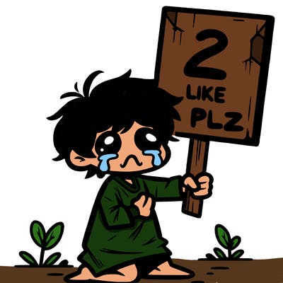 small poor toddler crying with sign that says 2 like plz