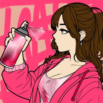 a realistic girl spray, painting