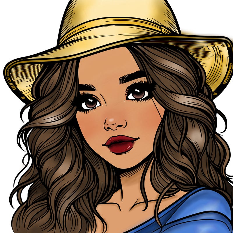 realistic girl with hat