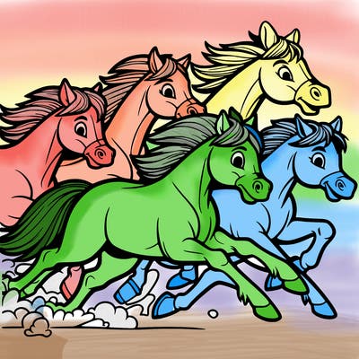 four horses racing
