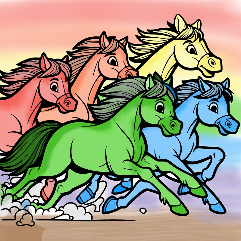 four horses racing