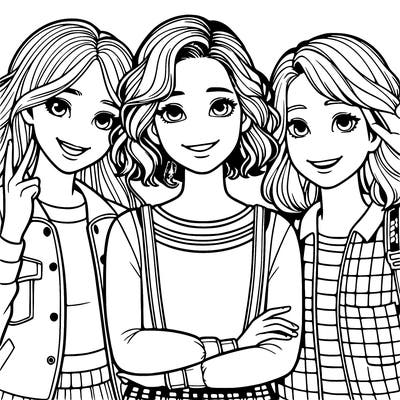 a girl with friends realistic