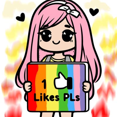 girl holding a sign saying 10 likes pls