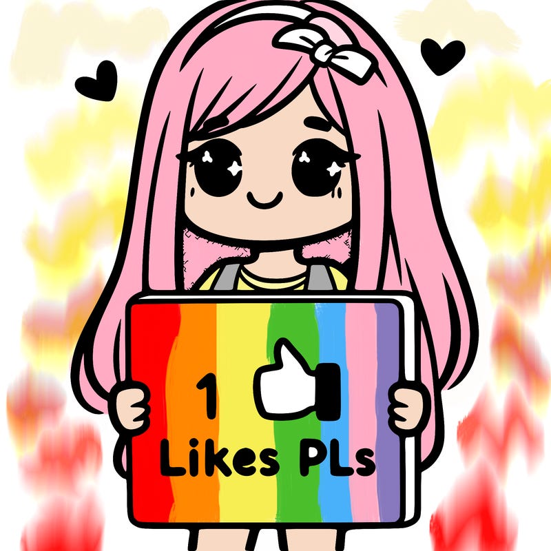 girl holding a sign saying 10 likes pls