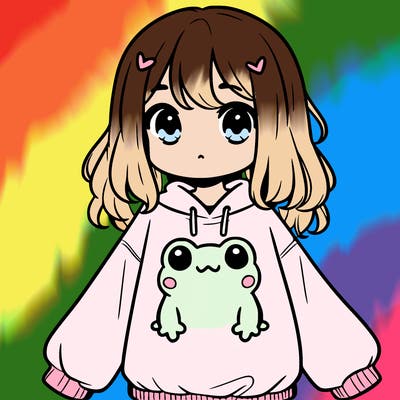 girl wearing frogging sweatshirt