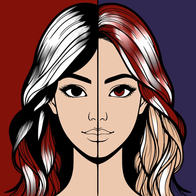 realistic girl, split