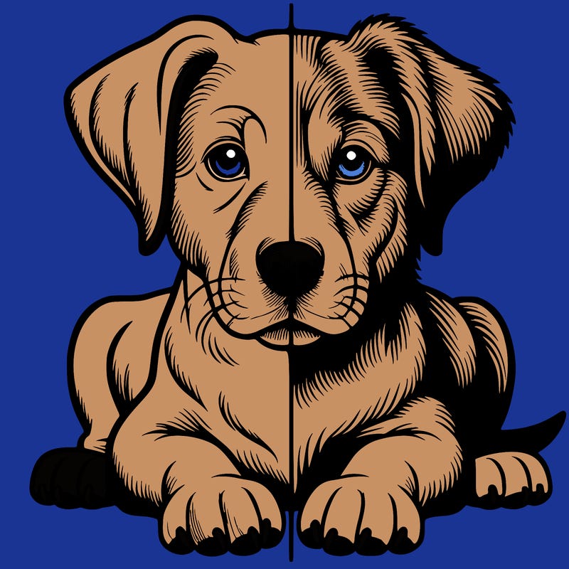 realistic dog split picture