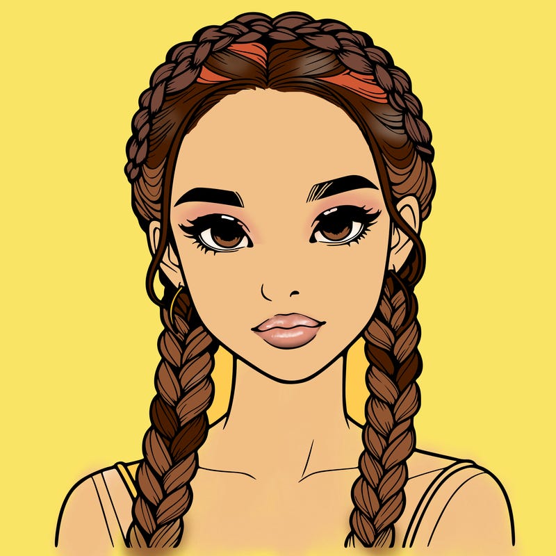 realistic girl with braids
