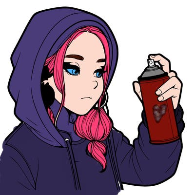 a realistic girl, spray painting