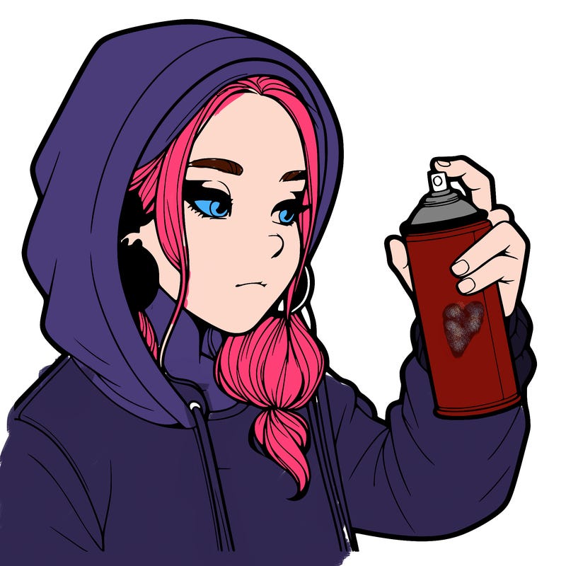 a realistic girl, spray painting