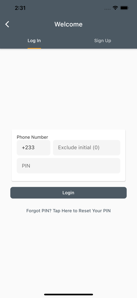 myStar - Login screen for the myStar app featuring phone number and PIN input fields for Ghanaian insurance services