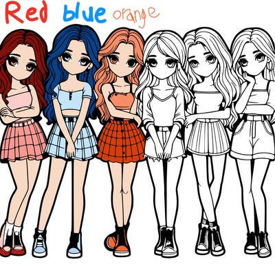 a group of girls realistic