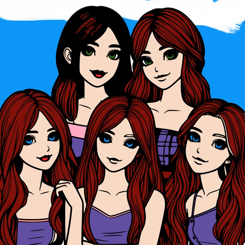 a group of realistic girls