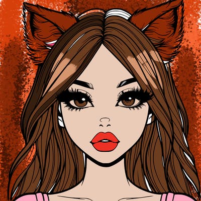 realistic girl with fox ears and realistic lips