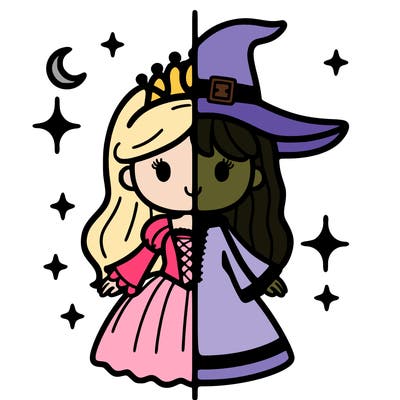 split princess and witch
