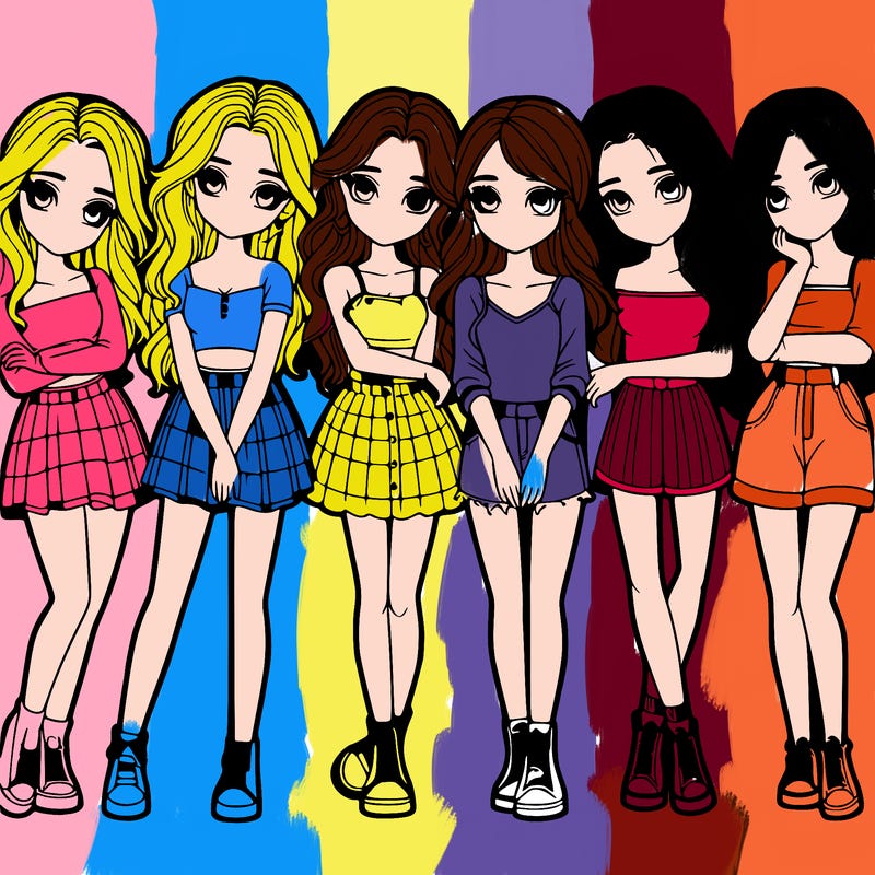 a group of girls realistic