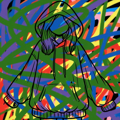 girl in oversized hoodie