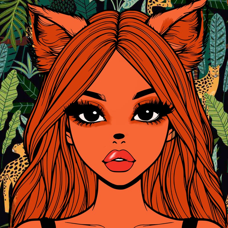 realistic girl with fox ears and realistic lips