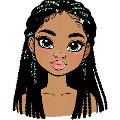 a realistic black girl with braids
