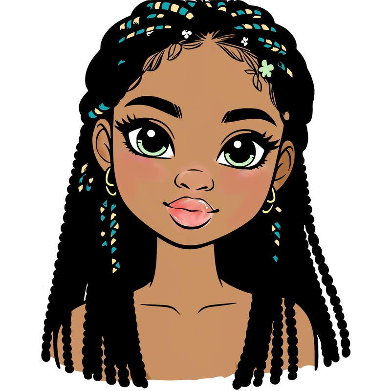 a realistic black girl with braids
