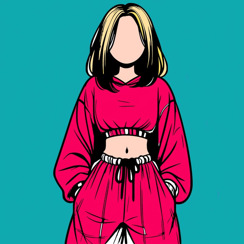 realistic girl faceless with baggy pants and a crop top