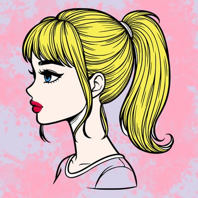 realistic woman with a pony tail hair style