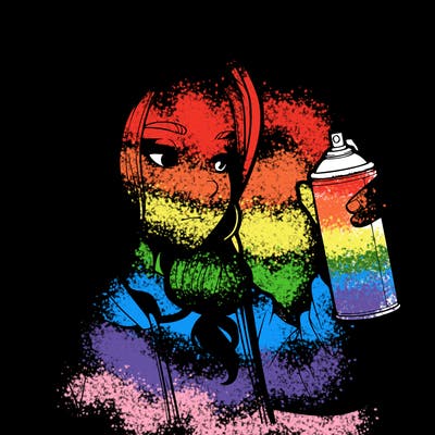 a realistic girl, spray painting