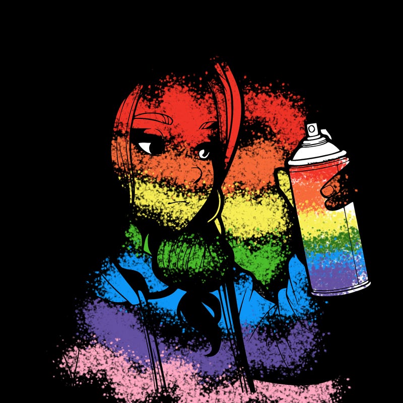 a realistic girl, spray painting