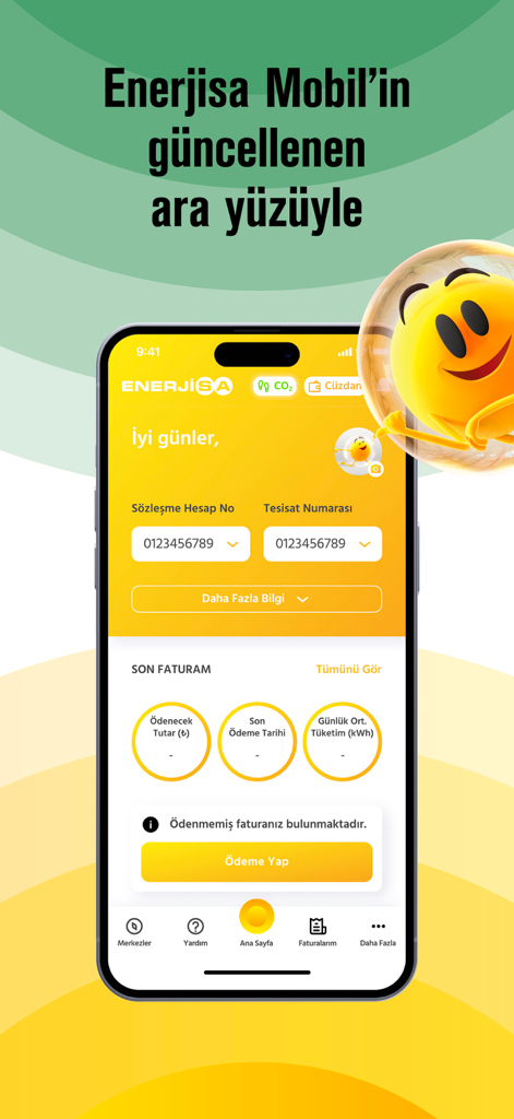 Enerjisa Mobil - Panel de la aplicación Enerjisa Mobil mostrando detalles de la factura de electricidad y opciones de pago
