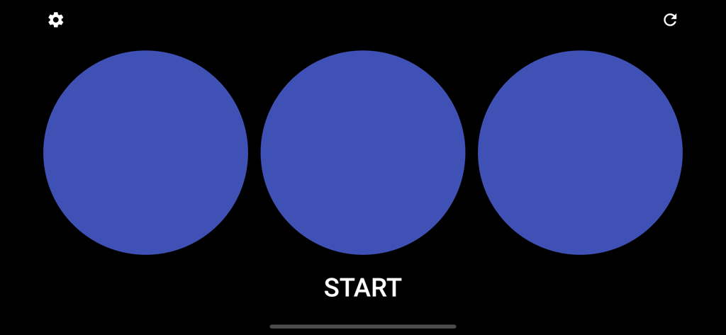 Race Start Signal - Aplicación de señal de salida de carrera con tres círculos azules y botón de inicio
