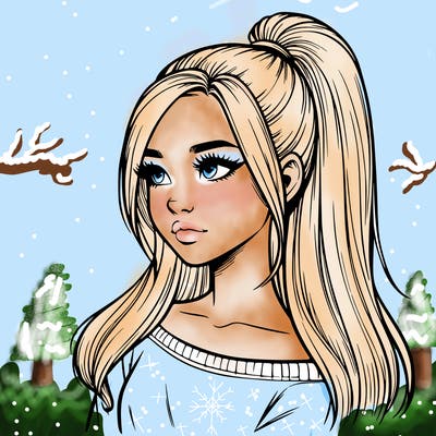 realistic girl with a high ponytail