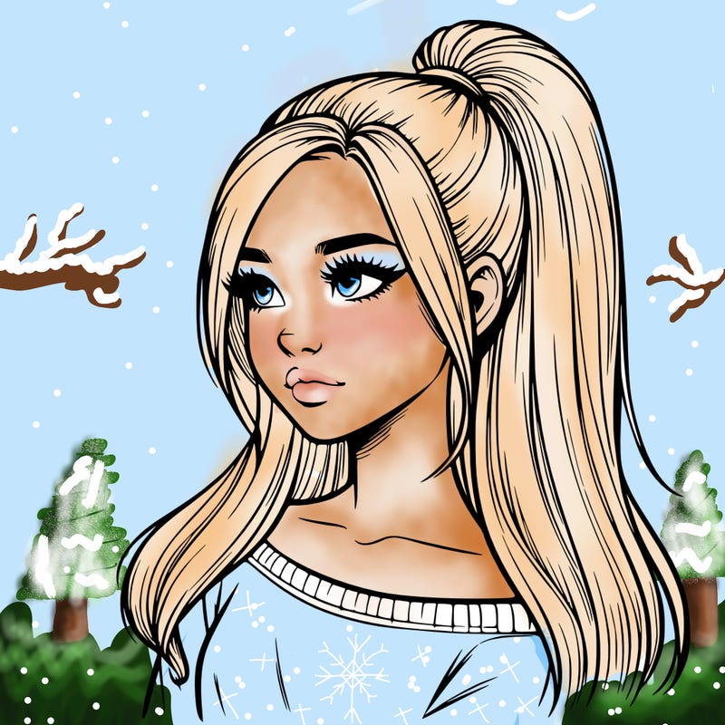 realistic girl with a high ponytail