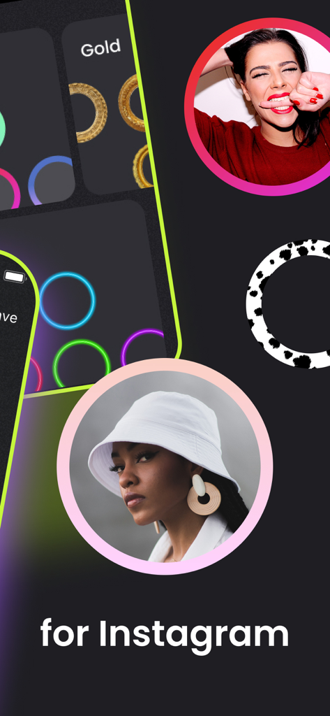 PFP Profile Picture Maker - Aperçu de l'application montrant des bordures de photo de profil élégantes pour Instagram