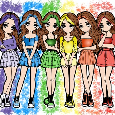 a group of girls realistic