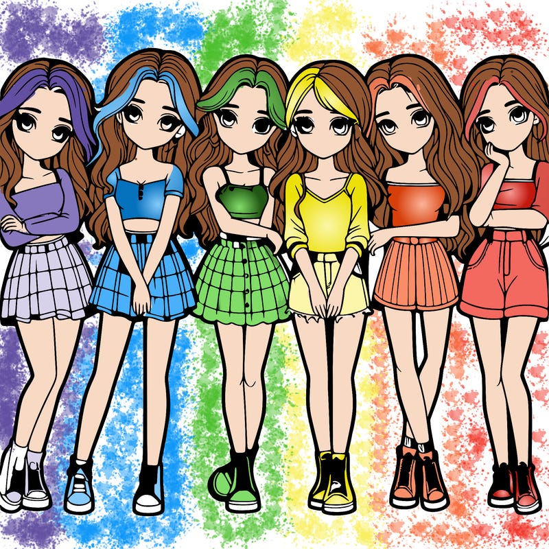a group of girls realistic