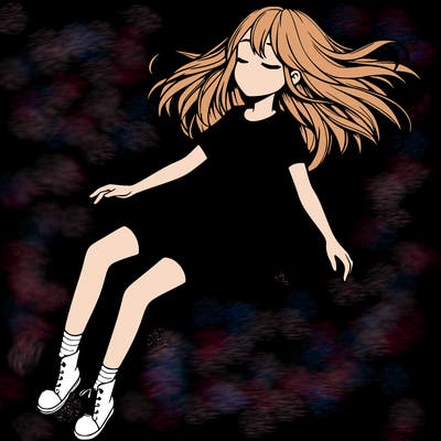 realistic girl floating