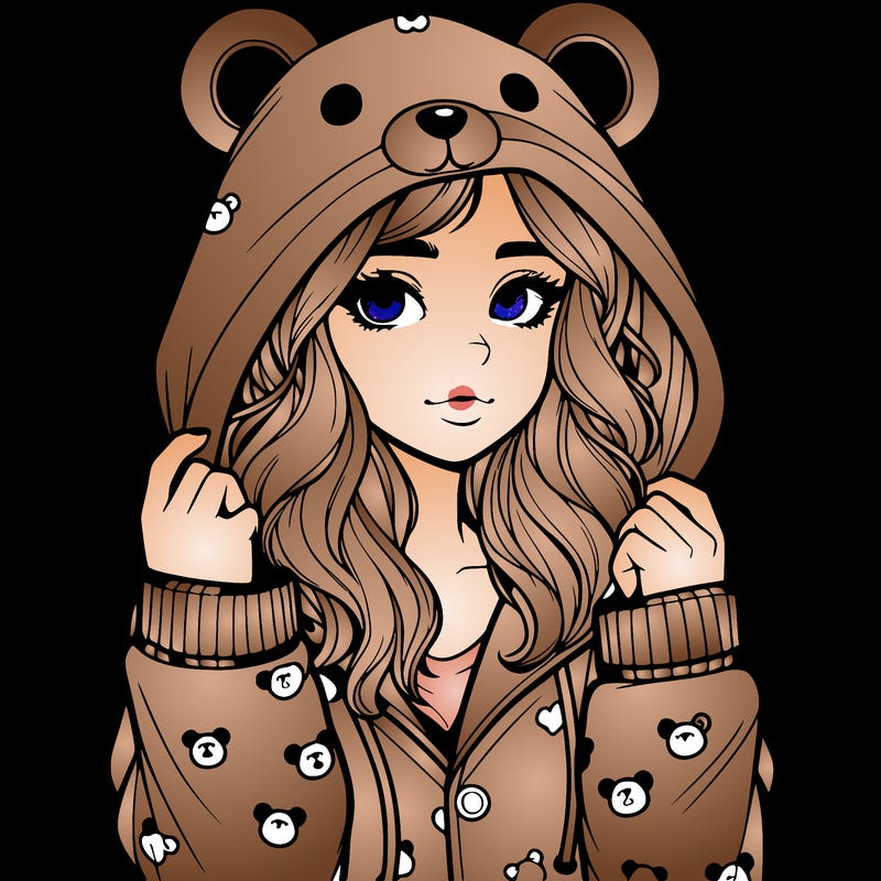 realistic girl in a animal pjs hoodie