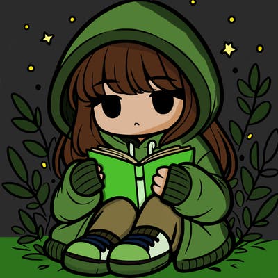 girl in oversized hoodie reading a book