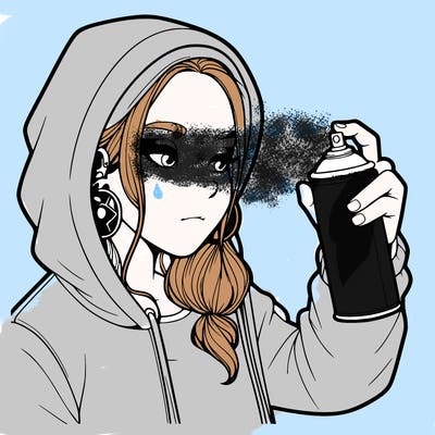 a realistic girl, spray painting