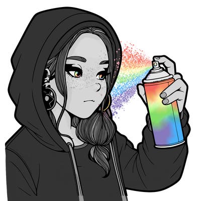 a realistic girl, spray painting