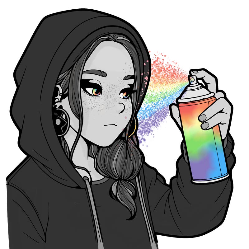 a realistic girl, spray painting