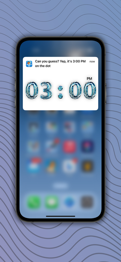 Tela do smartphone mostrando uma notificação horária engraçada do aplicativo Clock Chime às 15h