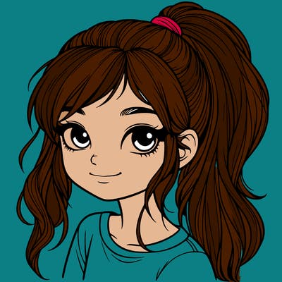 realistic girl with ponytail