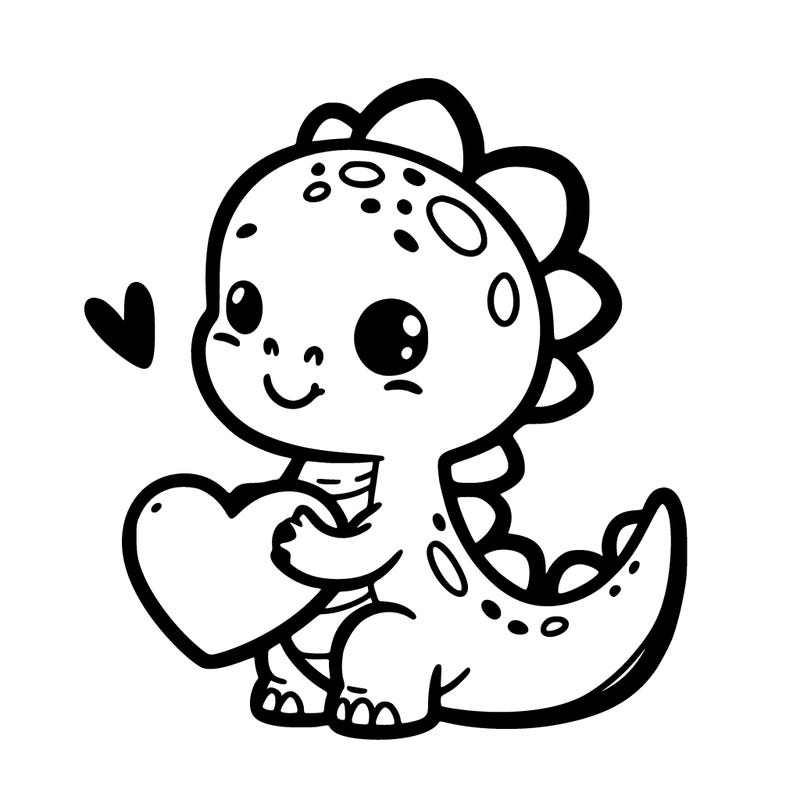 cute dinosaur holding a heart