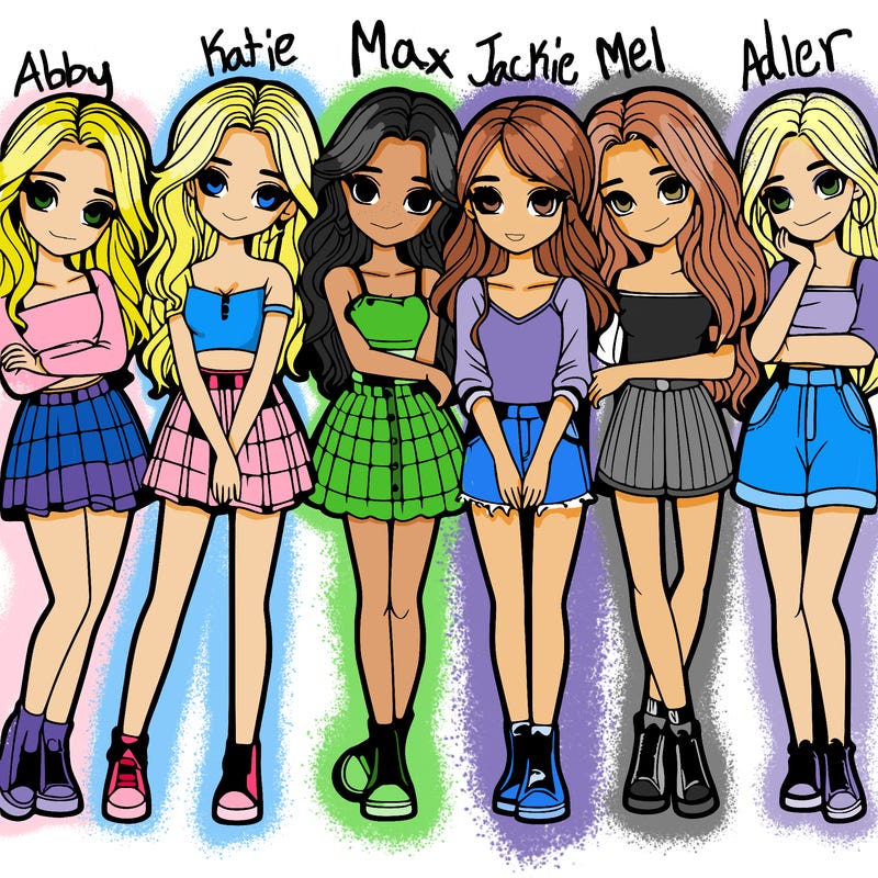 a group of girls realistic