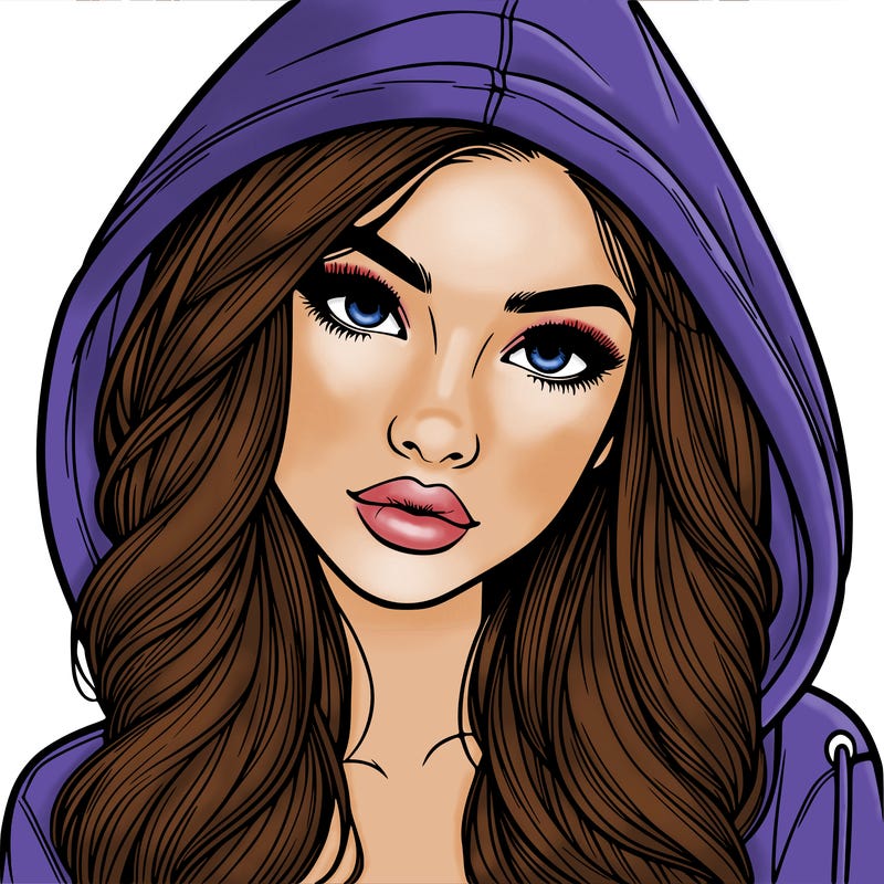 realistic beautiful girl with a hood on